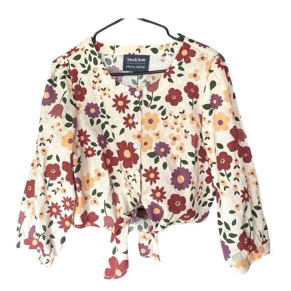 ModCloth Tops - ModCloth x Princess Highway Floral Tie-Front Blouse UK 18 US 14 cottagecore